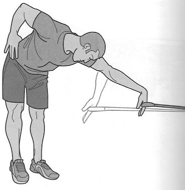 drawing of dryland training with stretch cord